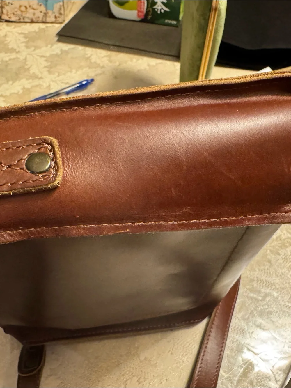 Will Leather Goods Simple Crossbody Bag Brown Vegetable Tanned Leather